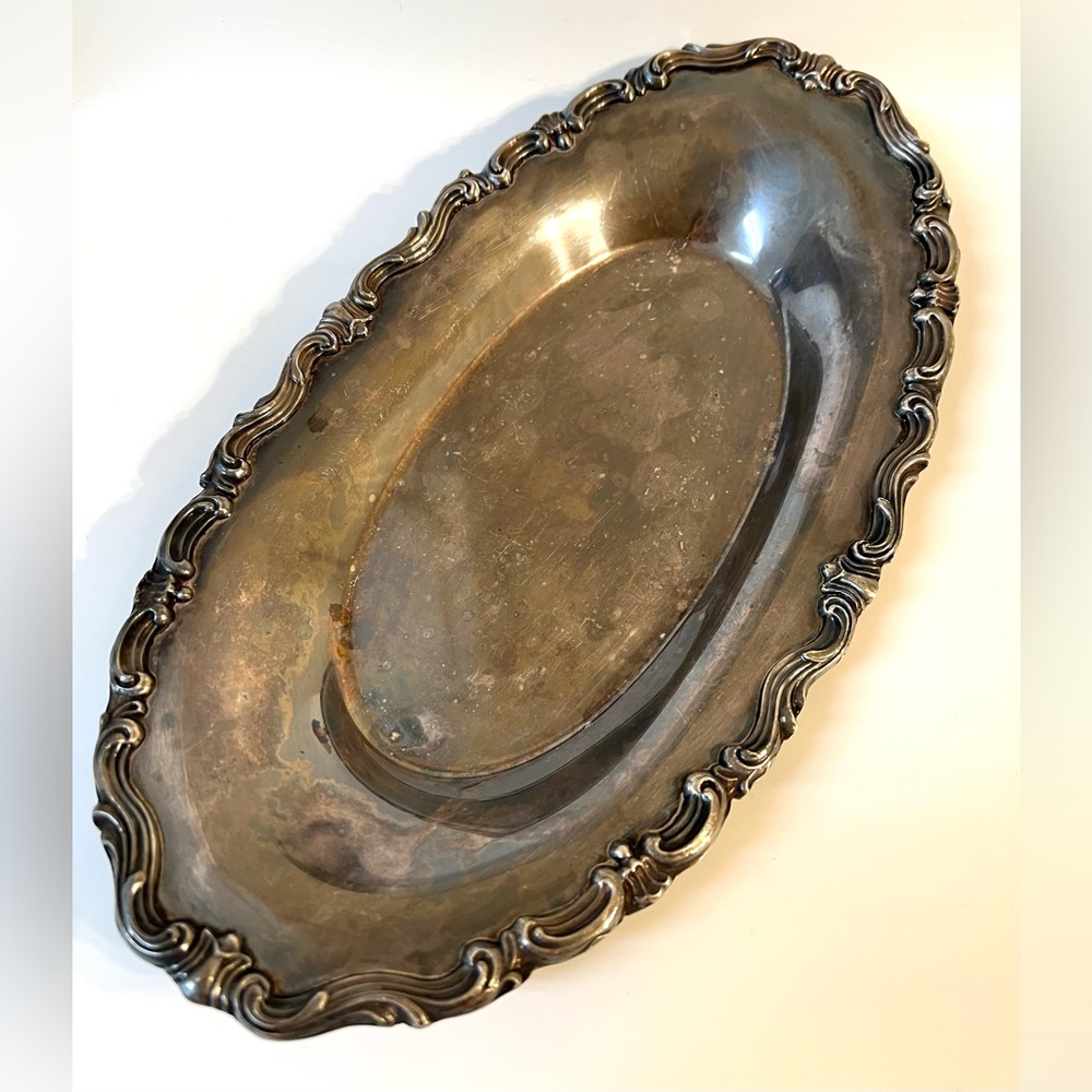 Vintage F.B. Rogers MCM Silver Co Oval Silver Plated Dish Taunton MA 13x7 in